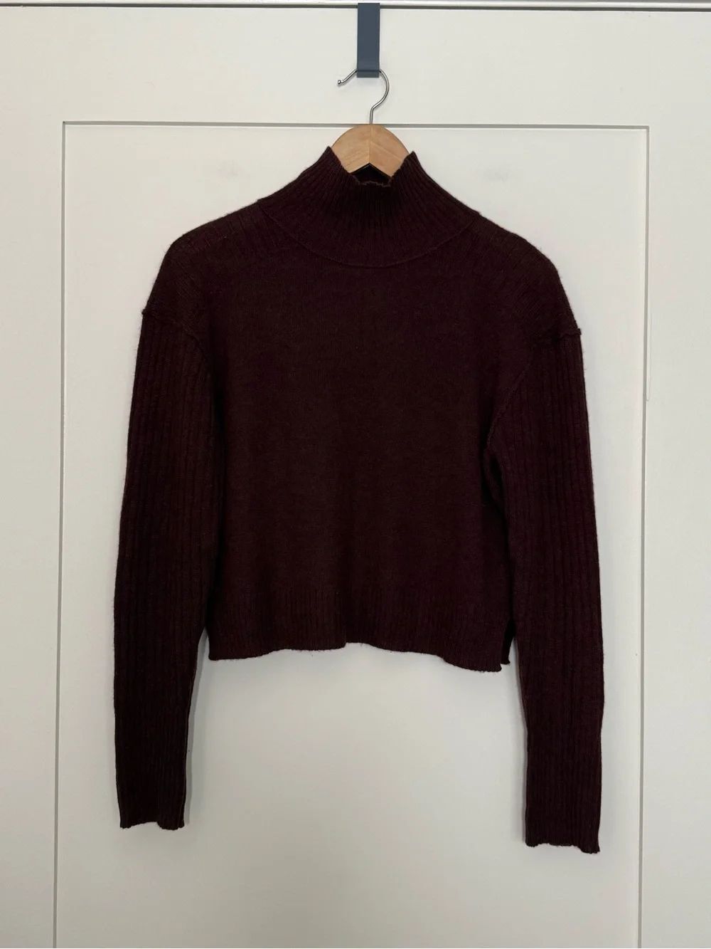 Free People Sweater Womens Sz XS Burgundy 100% Cashmere Mock Neck Soft Cozy